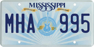 MS license plate MHA995