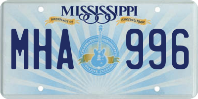 MS license plate MHA996