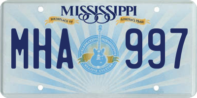 MS license plate MHA997