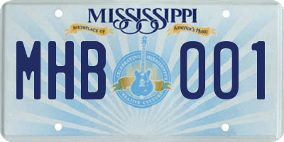 MS license plate MHB001