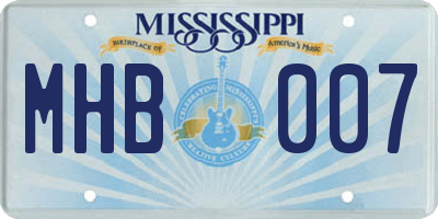 MS license plate MHB007