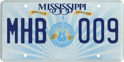 MS license plate MHB009