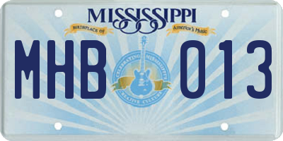MS license plate MHB013
