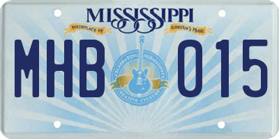 MS license plate MHB015