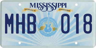 MS license plate MHB018