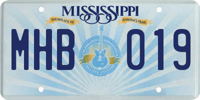 MS license plate MHB019