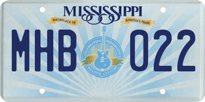 MS license plate MHB022