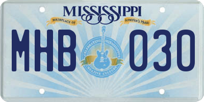 MS license plate MHB030