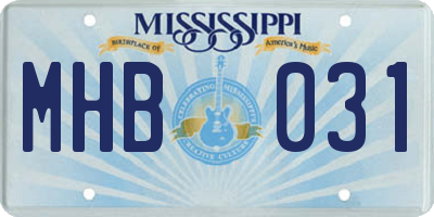 MS license plate MHB031