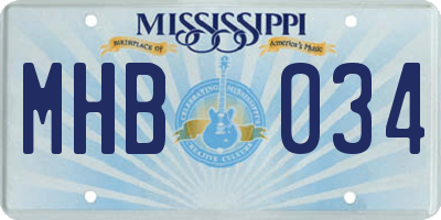 MS license plate MHB034
