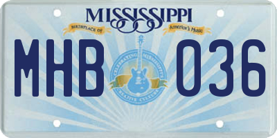 MS license plate MHB036