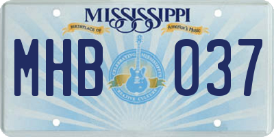 MS license plate MHB037