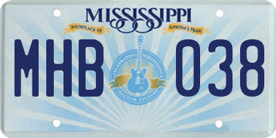 MS license plate MHB038