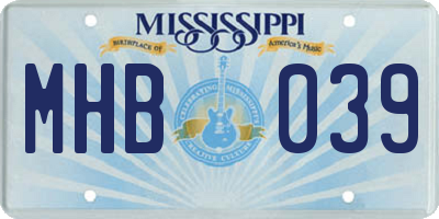 MS license plate MHB039