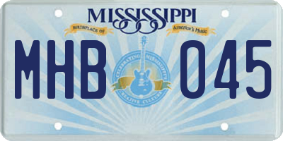 MS license plate MHB045