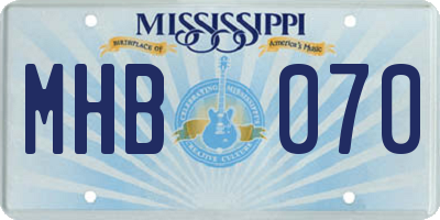 MS license plate MHB070