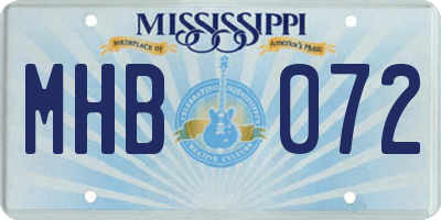 MS license plate MHB072