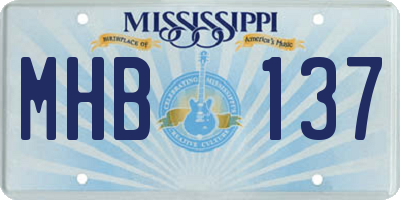 MS license plate MHB137