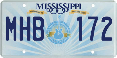 MS license plate MHB172