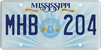 MS license plate MHB204