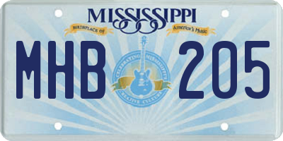 MS license plate MHB205