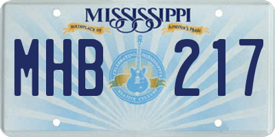 MS license plate MHB217