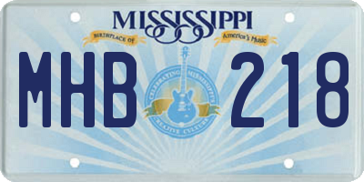 MS license plate MHB218