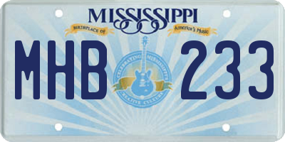 MS license plate MHB233