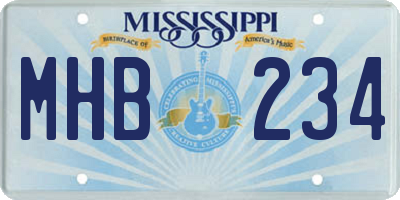 MS license plate MHB234