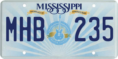 MS license plate MHB235