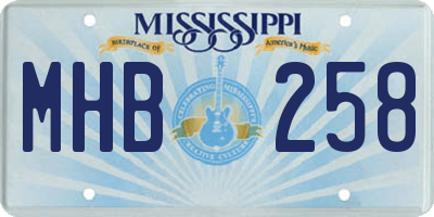 MS license plate MHB258