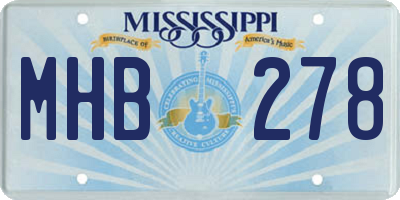 MS license plate MHB278