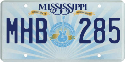 MS license plate MHB285