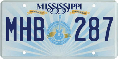 MS license plate MHB287