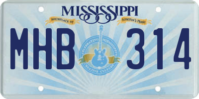 MS license plate MHB314