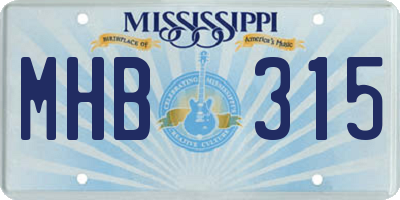 MS license plate MHB315