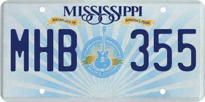 MS license plate MHB355