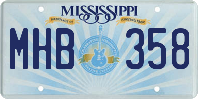 MS license plate MHB358
