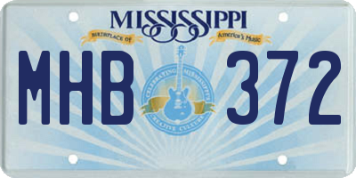 MS license plate MHB372