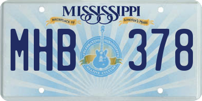 MS license plate MHB378