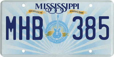 MS license plate MHB385