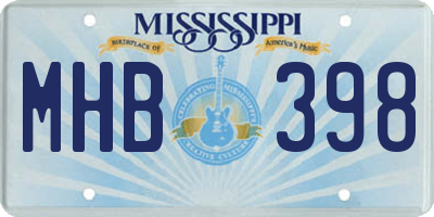 MS license plate MHB398