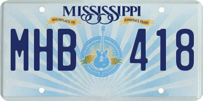MS license plate MHB418