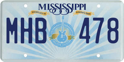 MS license plate MHB478