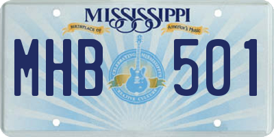 MS license plate MHB501