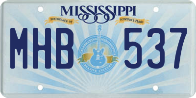 MS license plate MHB537