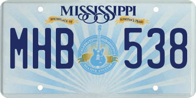 MS license plate MHB538
