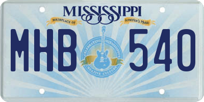 MS license plate MHB540