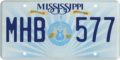 MS license plate MHB577