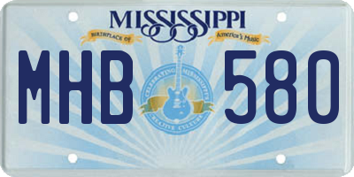 MS license plate MHB580